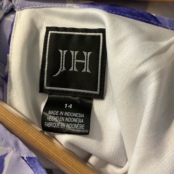 JH purple Floral A-Line Sleeveless Lined Chiffon Dress size 14 - Picture 2 of 4